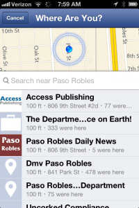 Facebook Places check-in app