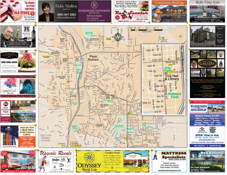 Advertise in new Paso Robles Area Map