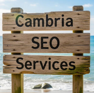 cambria seo services sign by ocean